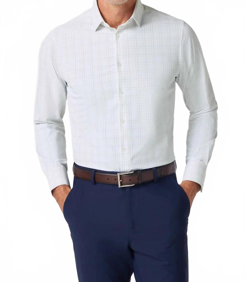 NEW MIZZEN + MAIN leeward dress shirt - trim in eucalyptus jordan plaid